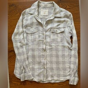 Sonoma Plaid Shirt Pleated Sleeves M